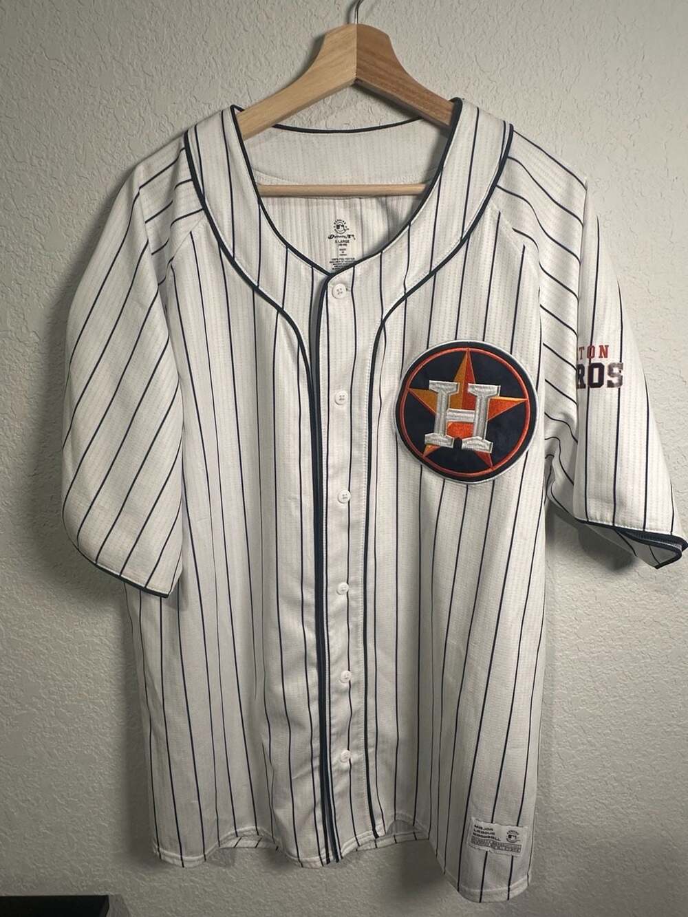 Men’s Dynasty Series Houston Astros MLB Baseball Jersey Pinstripe Size X-Large